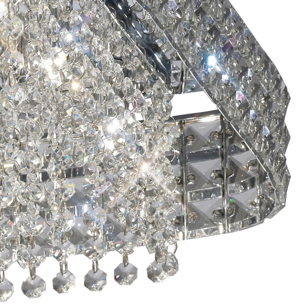 Edison 9 Light Crystal Flush Ceiling Light - Polished Chrome