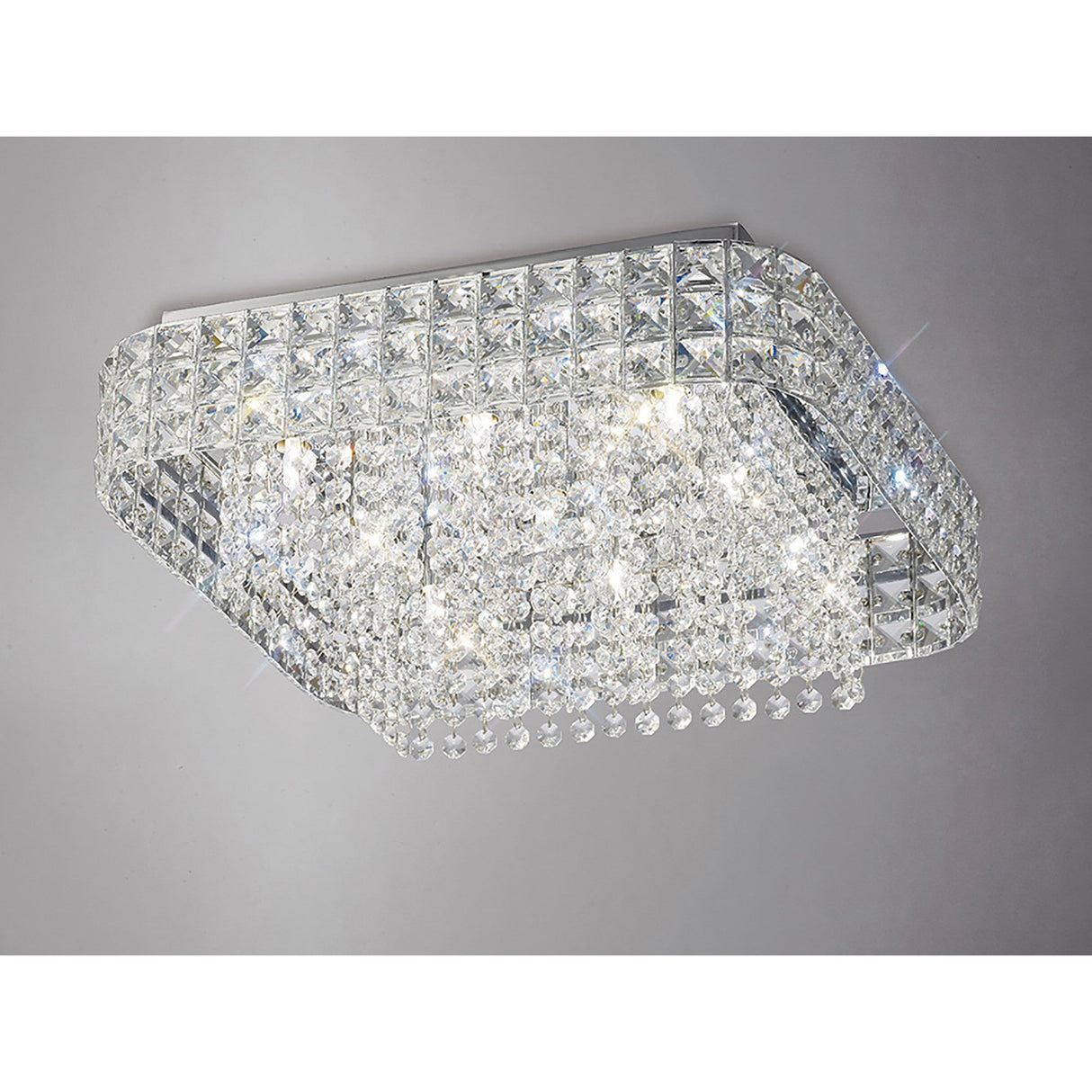 Edison 9 Light Crystal Flush Ceiling Light - Polished Chrome
