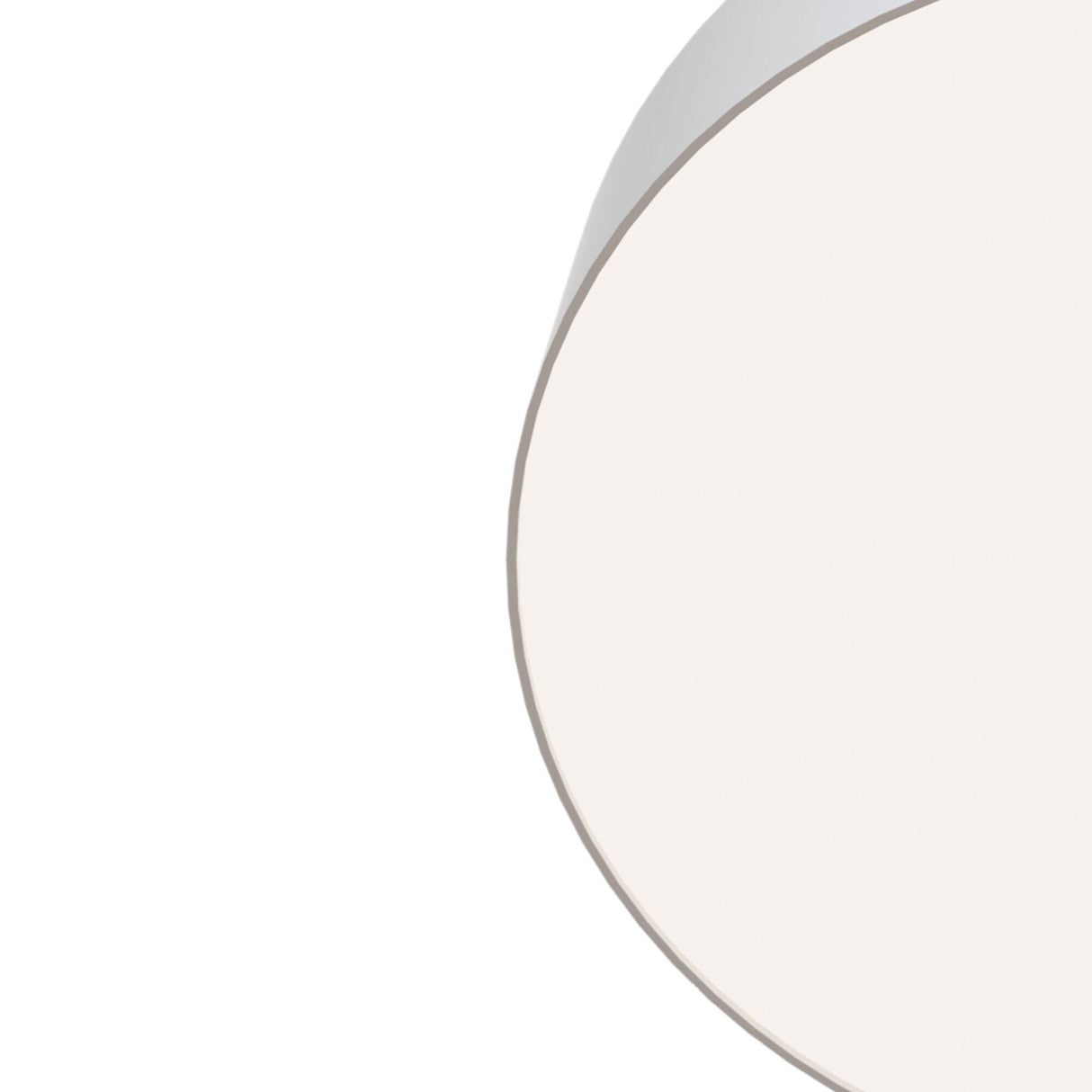 Detailed shot of the Zon small flush ceiling light, showing the smooth surface and efficient LED panel.