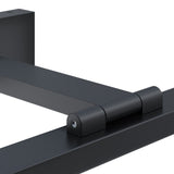 Close-up of a modern hinge similar to the Bris LED Picture Light 12W 4000K - Black & White, showcasing sleek design with a cylindrical pivot on two rectangular metal pieces and a matte finish that enhances minimalist decor.