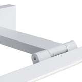 Close-up of a modern, minimalistic white hinge mechanism, potentially enhanced by the Bris LED Picture Light 12W 4000K - White to highlight its sleek design. The hinge features a rectangular metal arm connected to a cylindrical pivot against a plain white background.