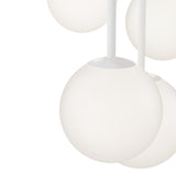 Detailed shot of the Basic form 5 Light Cluster Pendant in white, showcasing its harmonious cluster arrangement.