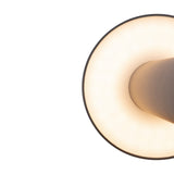 Close-up of a Wald LED Bollard Light 3000K 12W - Graphite, illuminating soft, warm light with a halo effect from its edge, similar to an LED bollard light, against a white background.