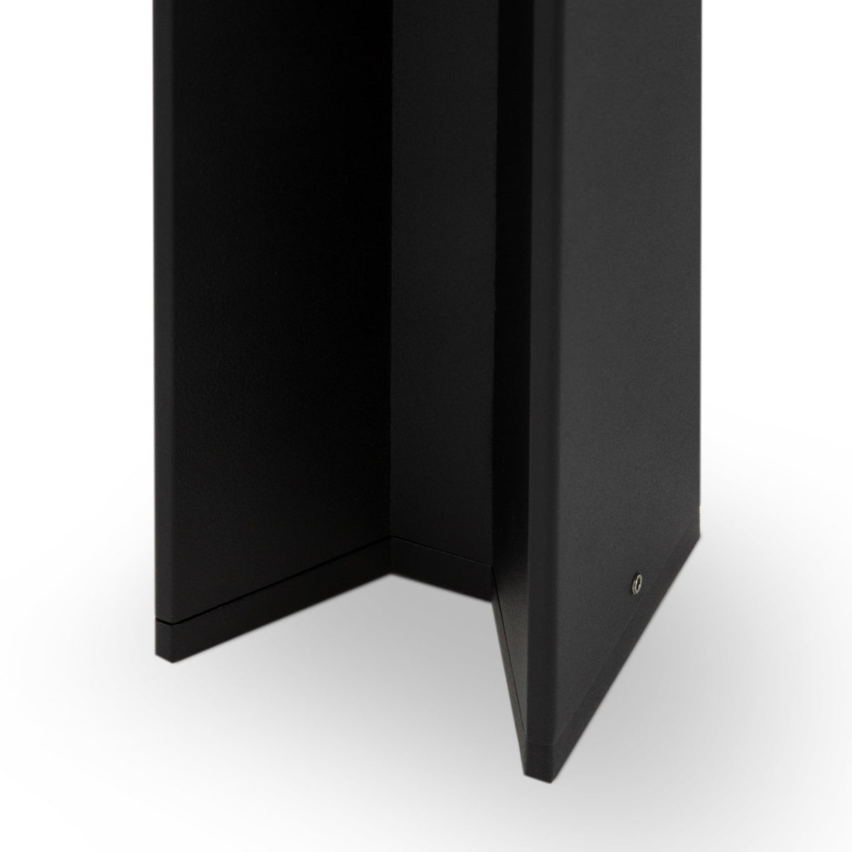 Close-up of Essen LED Bollard Light in black, showcasing its robust structure and modern appeal