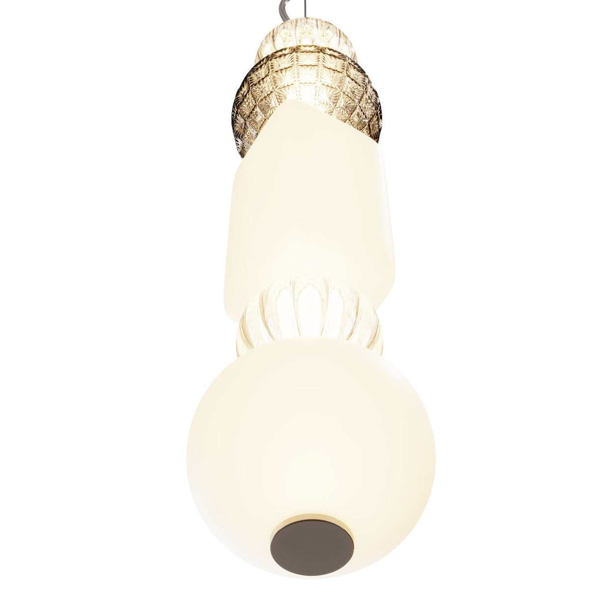 Close-up of Collar LED Pendant Light, chrome, emphasizing sophisticated detailing