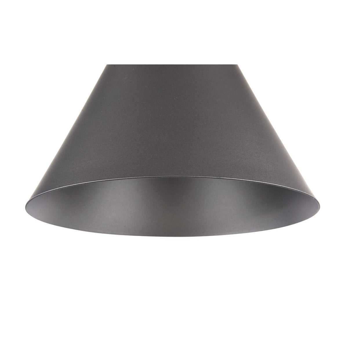 The Bicones Pendant Light, 22cm in grey with wood detail, showcases its industrial design with a cone shape and smooth surface against a plain white background. Its adjustable height adds versatility and modern elegance to any space.