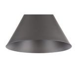 The Bicones Pendant Light, 22cm in grey with wood detail, showcases its industrial design with a cone shape and smooth surface against a plain white background. Its adjustable height adds versatility and modern elegance to any space.