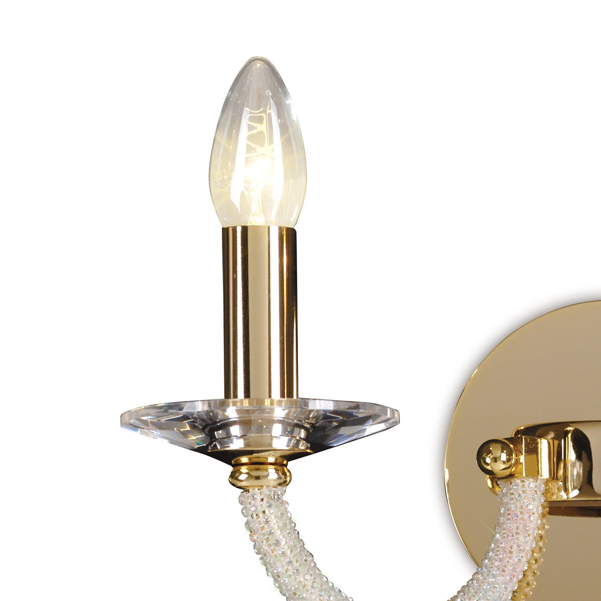 Elena 2 Light Crystal Wall Light With Switch - Gold