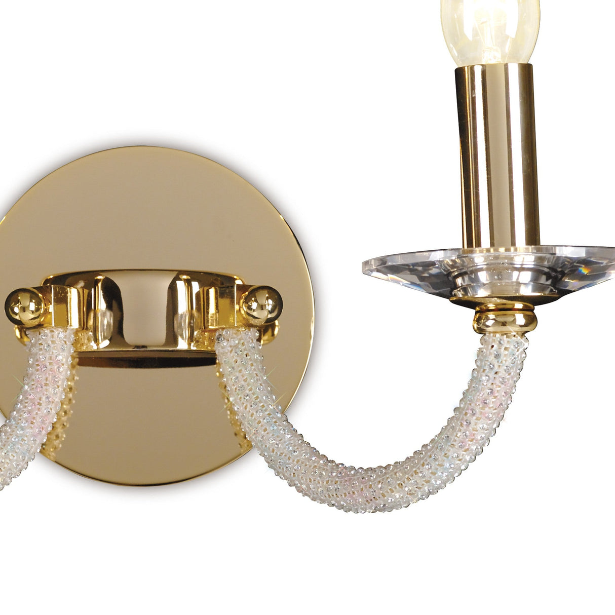 Elena 2 Light Crystal Wall Light With Switch - Gold