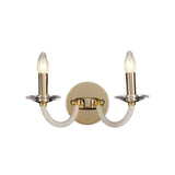 Elena 2 Light Crystal Wall Light With Switch - Gold