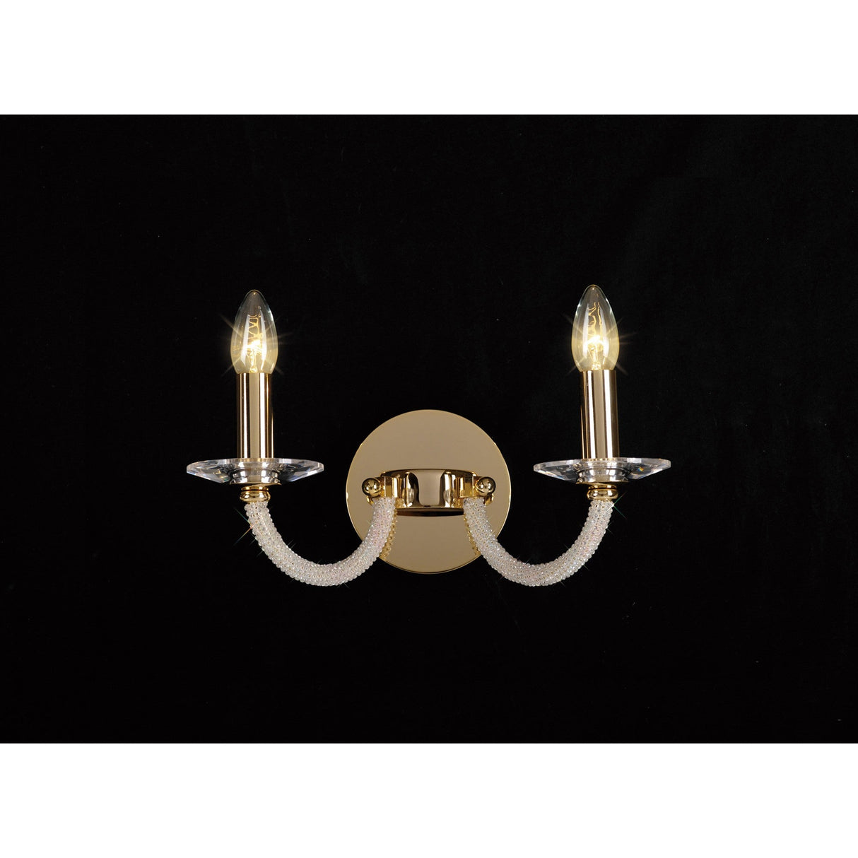 Elena 2 Light Crystal Wall Light With Switch - Gold