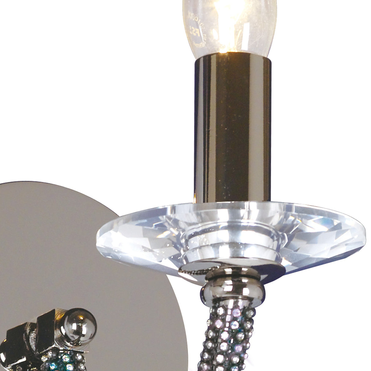 Elena 1 Light Crystal Wall Light With Switch - Black Chrome