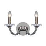 Elena 2 Light Crystal Wall Light With Switch - Black Chrome