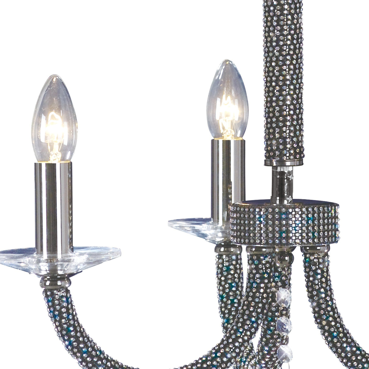 Elena 52cm 3 Light Crystal Chandelier - Black Chrome