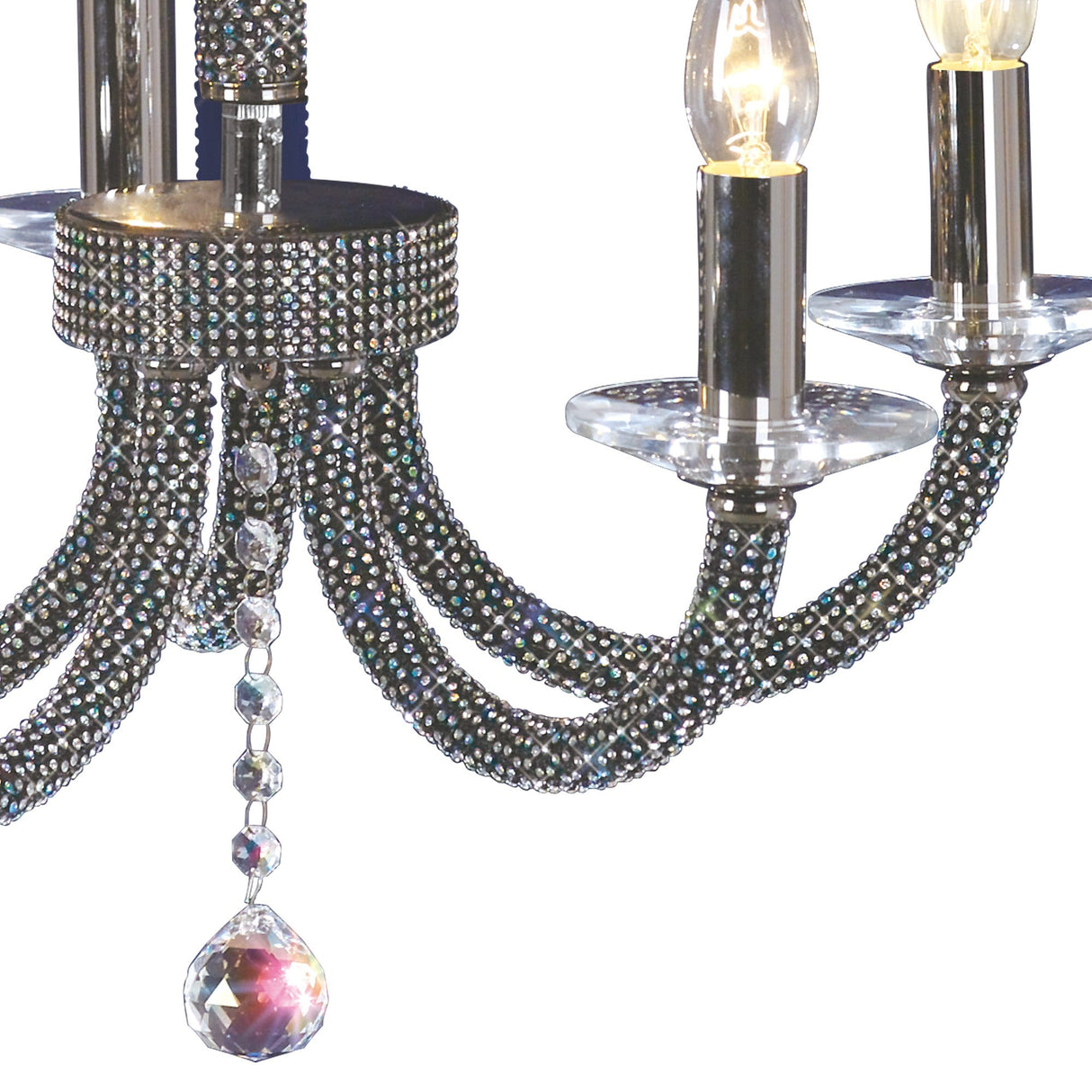 Elena 56cm 5 Light Crystal Chandelier - Black Chrome