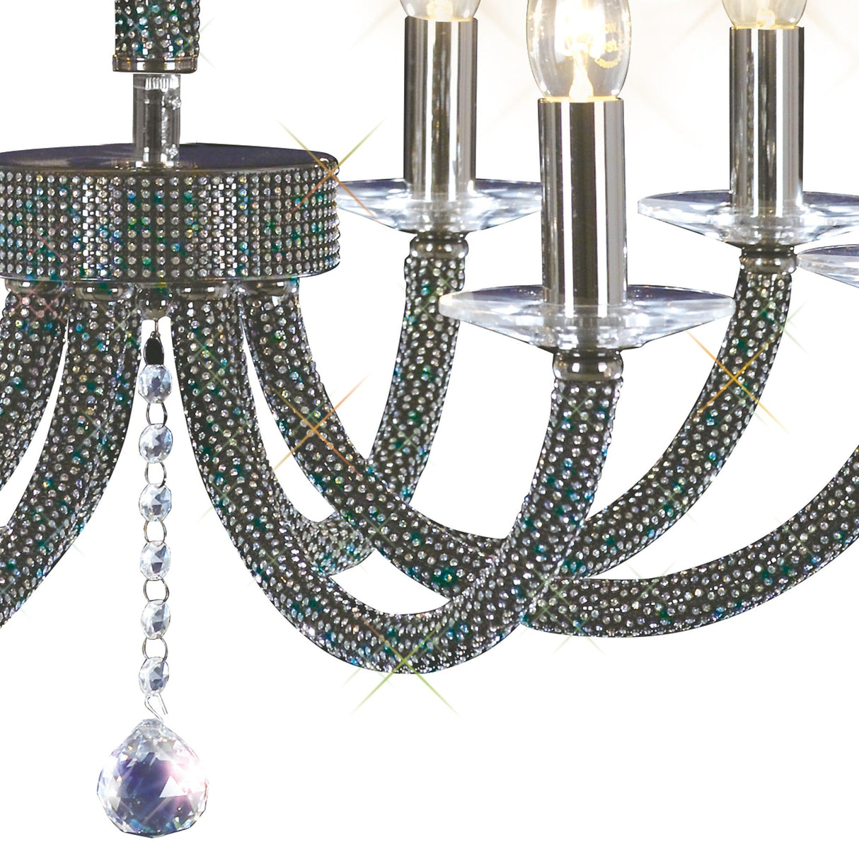 Elena 70cm 8 Light Crystal Chandelier - Black Chrome