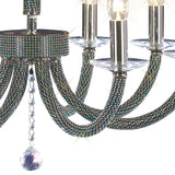 Elena 70cm 8 Light Crystal Chandelier - Black Chrome