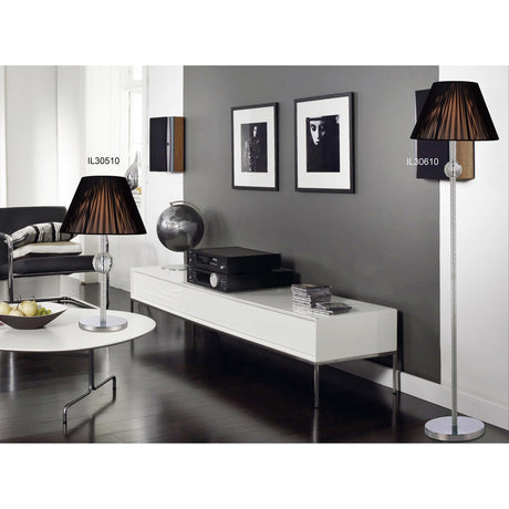 Elena 1 Light Crystal Table Lamp - Polished Chrome (Without Shade)