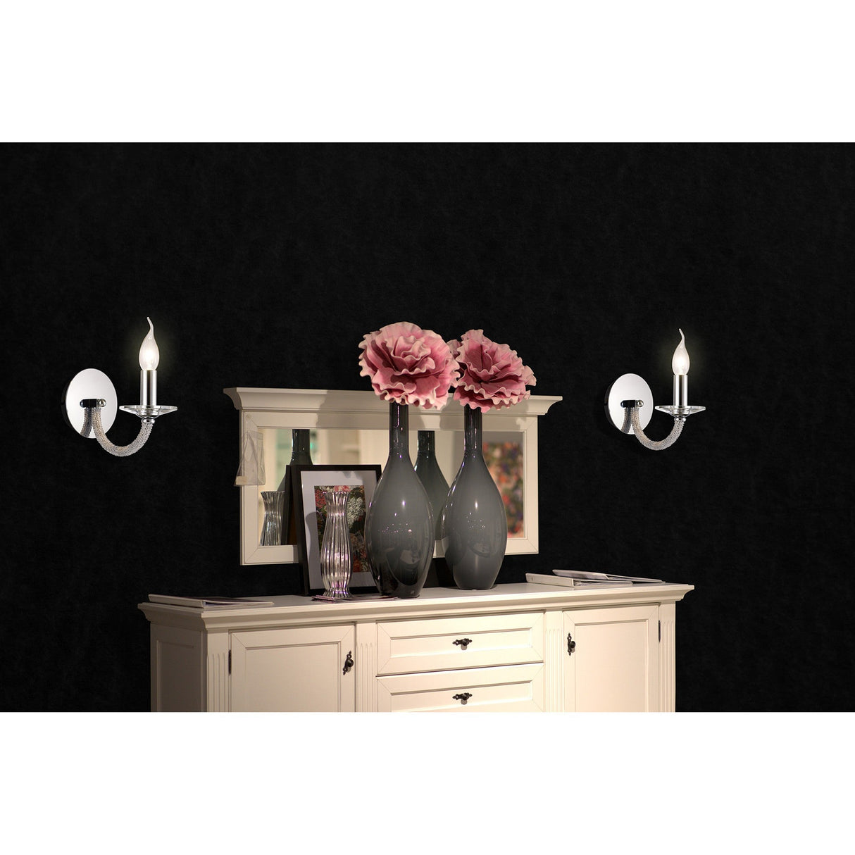 Elena 1 Light Crystal Wall Light With Switch - Chrome