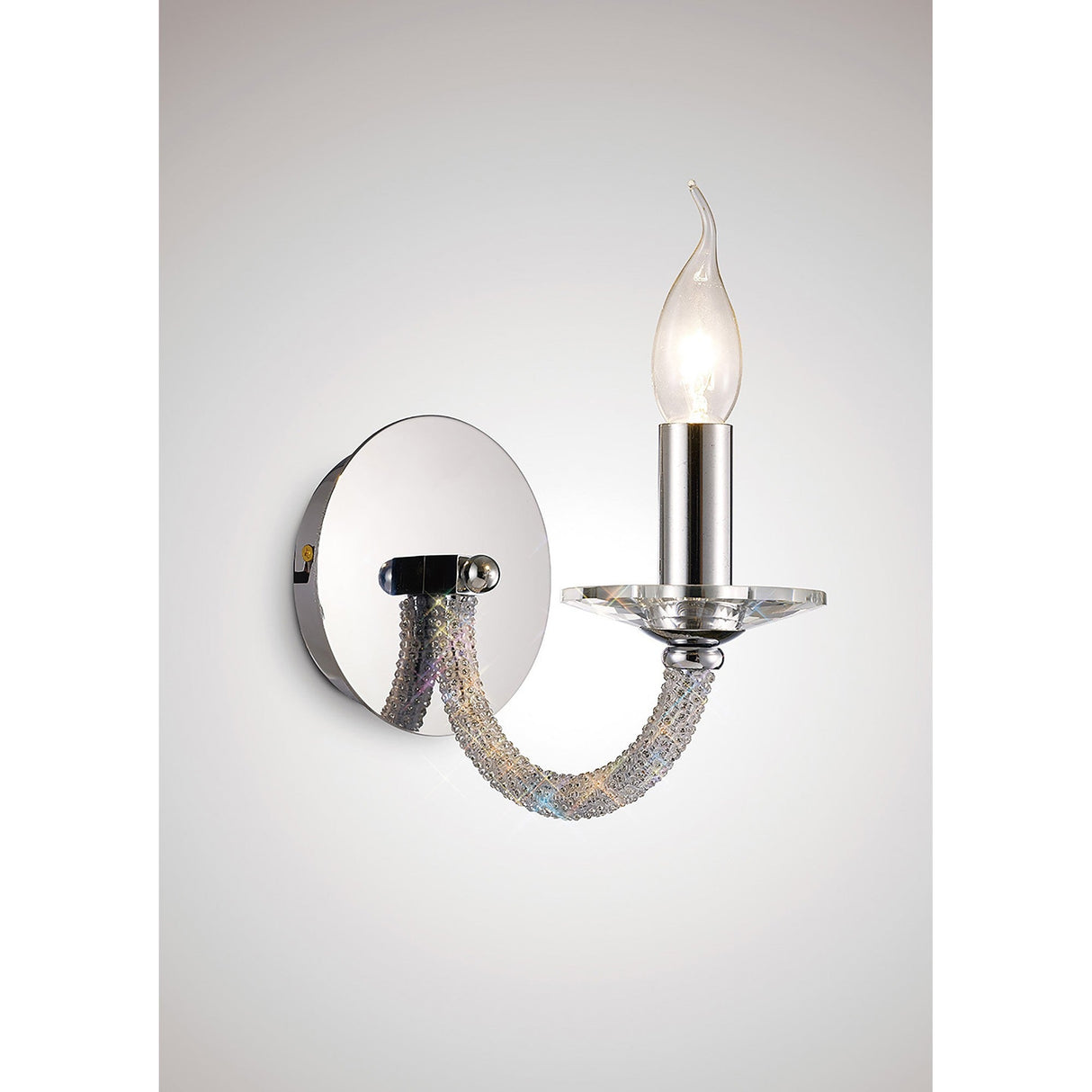 Elena 1 Light Crystal Wall Light With Switch - Chrome