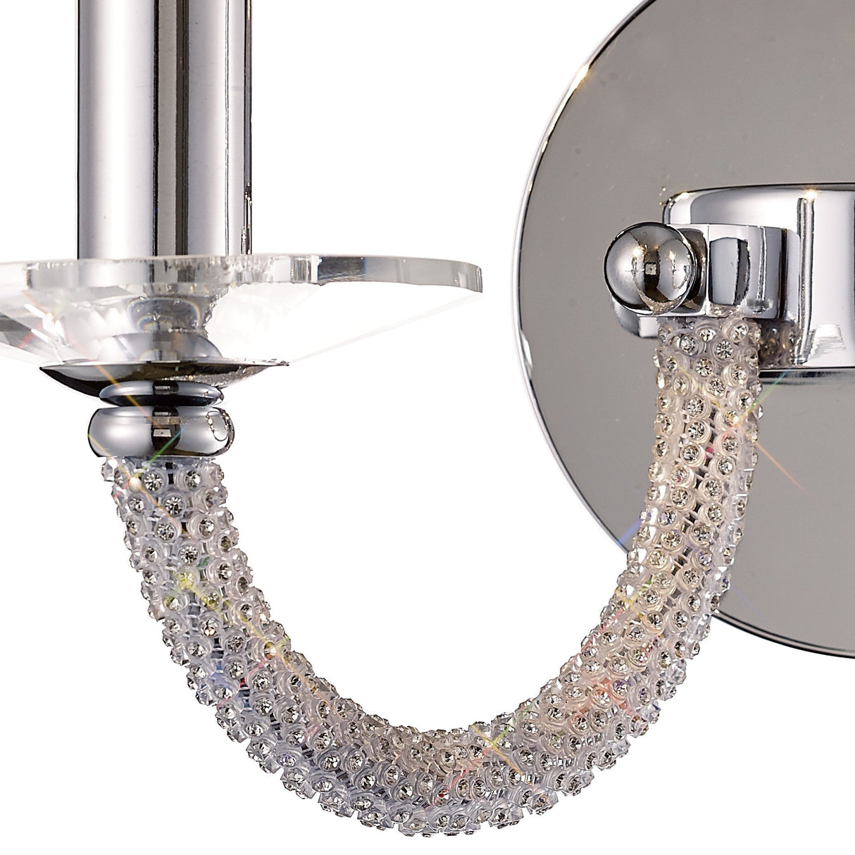 Elena 2 Light Crystal Wall Light With Switch - Chrome