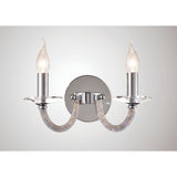 Elena 2 Light Crystal Wall Light With Switch - Chrome