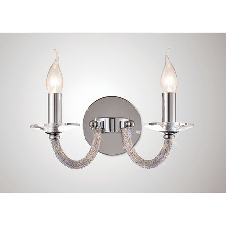 Elena 2 Light Crystal Wall Light With Switch - Chrome