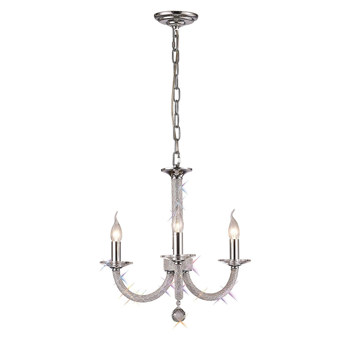 Elena 52cm 3 Light Crystal Chandelier - Polished Chrome