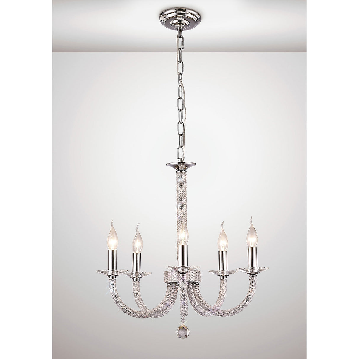 Elena 56cm 5 Light Crystal Chandelier - Polished Chrome