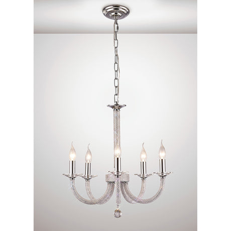 Elena 56cm 5 Light Crystal Chandelier - Polished Chrome
