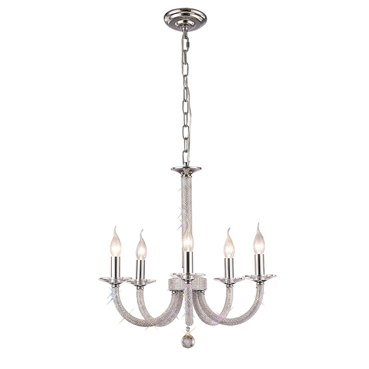 Elena 56cm 5 Light Crystal Chandelier - Polished Chrome