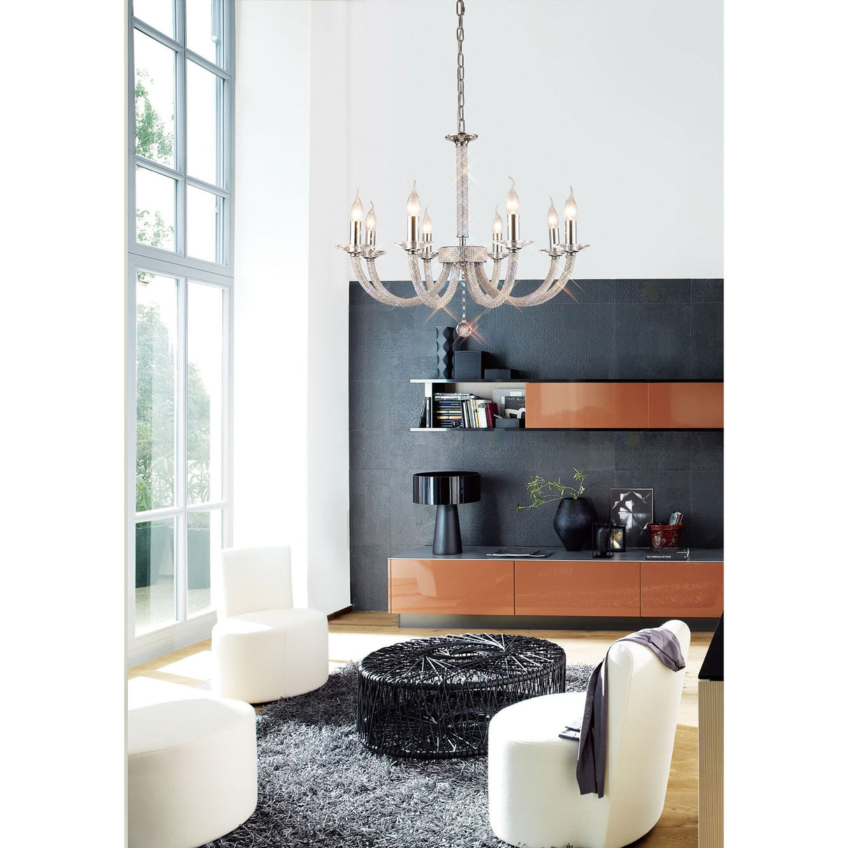 Elena 70cm 8 Light Crystal Chandelier - Polished Chrome