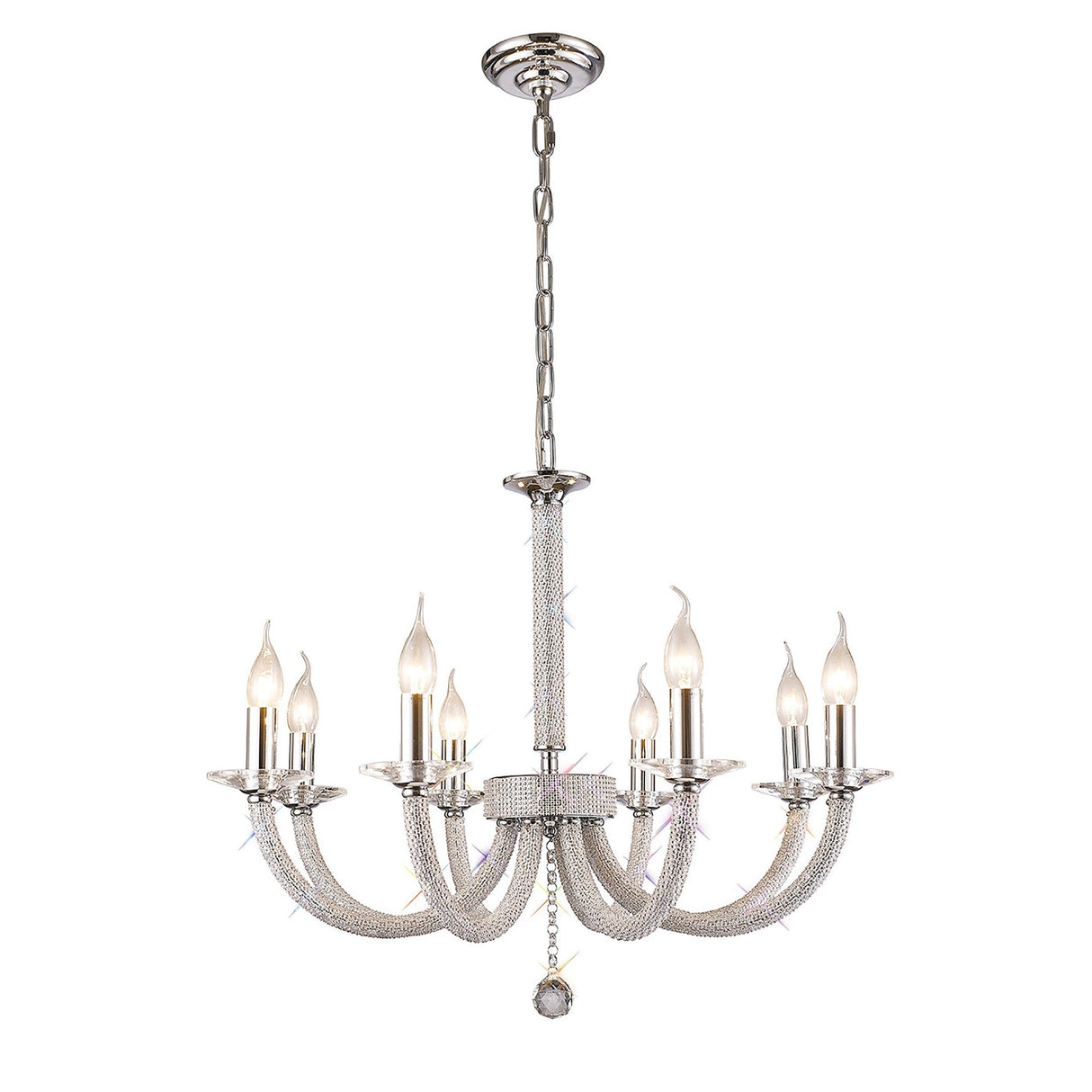 Elena 70cm 8 Light Crystal Chandelier - Polished Chrome