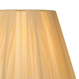 Close-up of the upper section of the Elena 1 Light Crystal Floor Lamp - Gold (Without Shade), showcasing its elegant gold finish and vertical lines, highlighted against a white background. Lampshade not included.