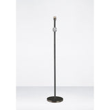 The Elena 1 Light Crystal Floor Lamp - Black (Without Shade) features a round black base, slender textured pole, decorative clear glass sphere midway up, and a bulb socket on top, shown against a white background.