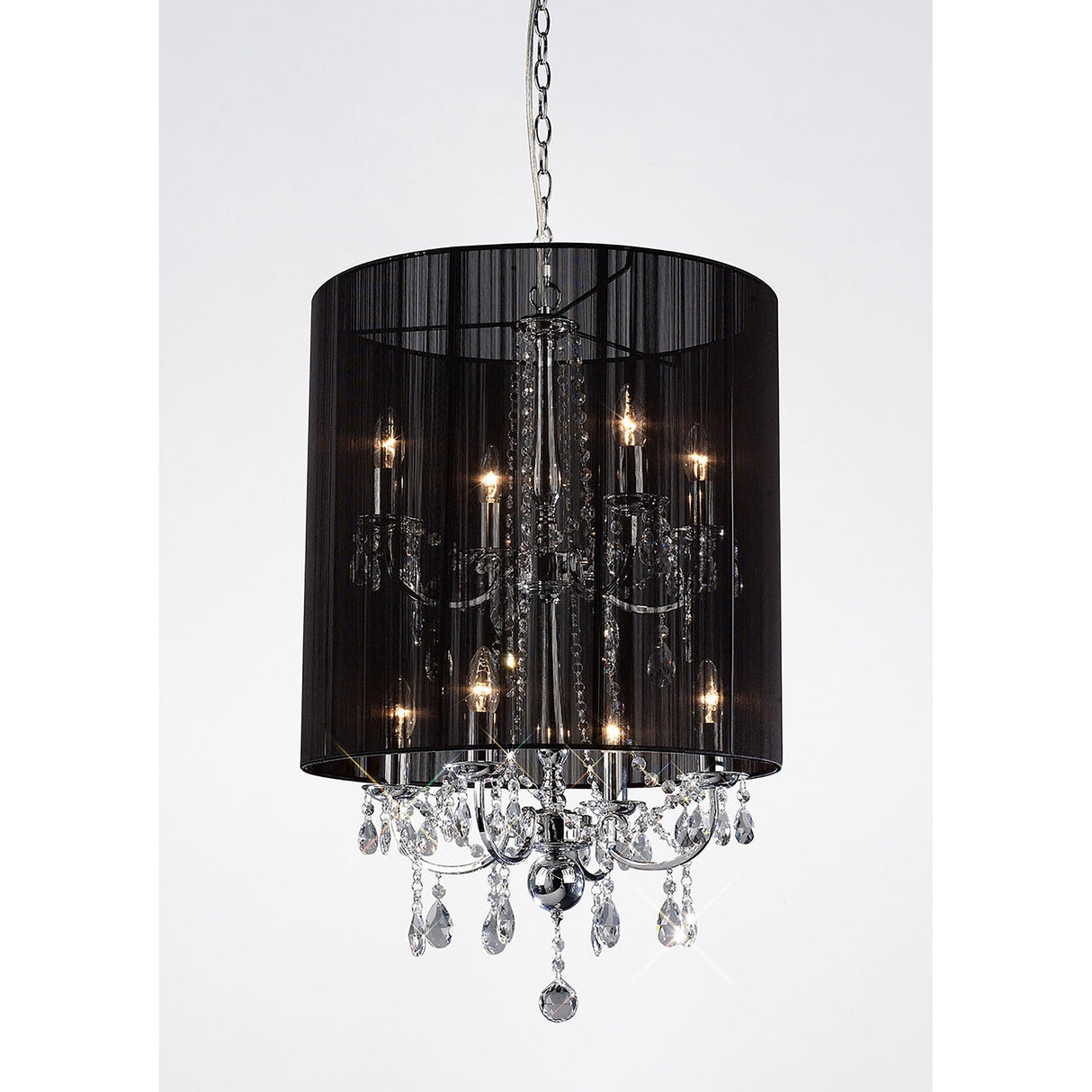 Ella 8 Light Crystal Pendant Light – Black