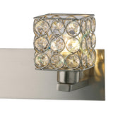 Elsa 2 Light Crystal Wall Light - Satin Nickel