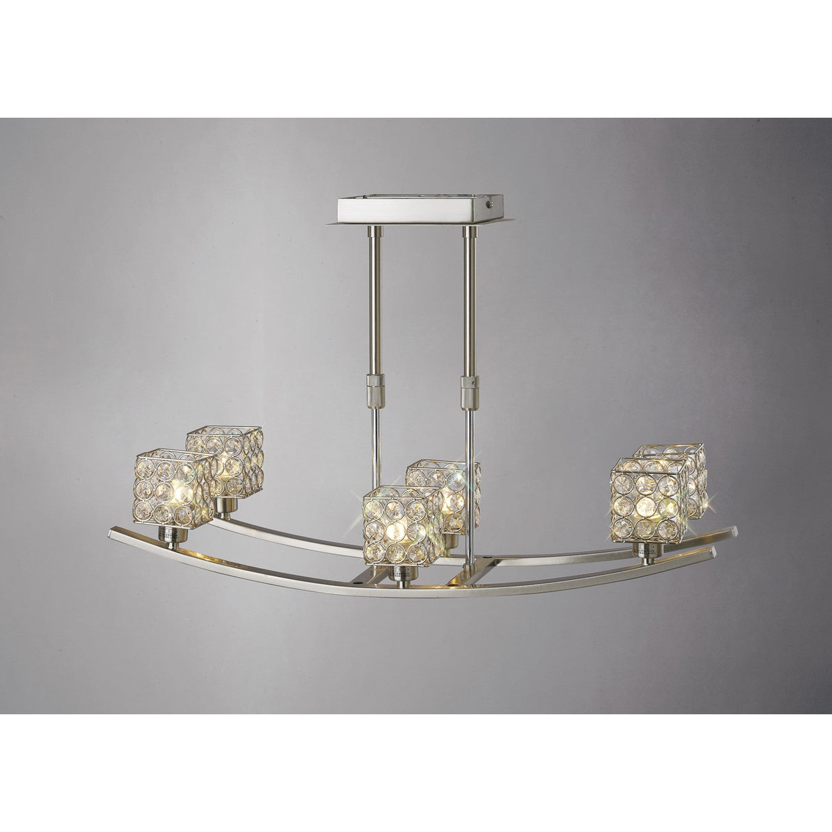 Elsa 6 Light Telescopic Crystal Semi-Flush Ceiling Light - Satin Nickel