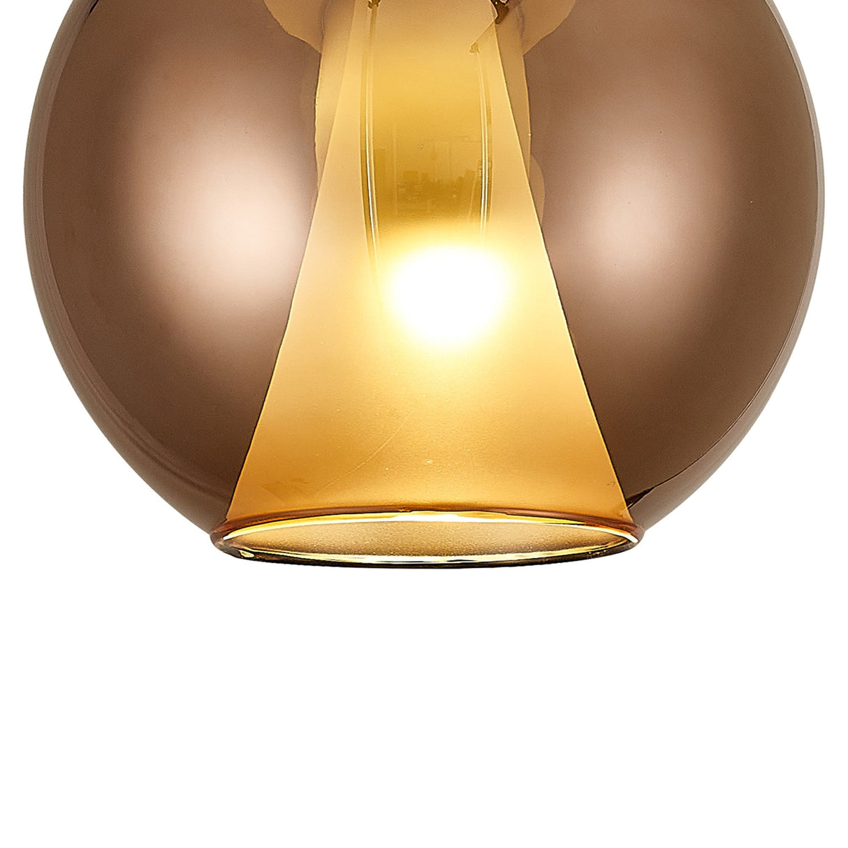 Elsa 25cm 1 Light Round Glass Pendant Light - Copper & Frosted