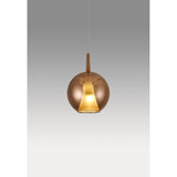 Elsa 25cm 1 Light Round Glass Pendant Light - Copper & Frosted
