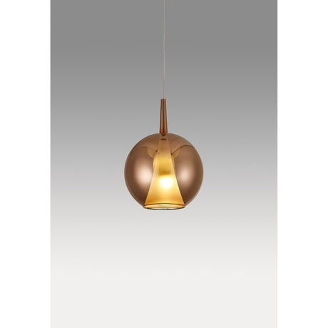 Elsa 25cm 1 Light Round Glass Pendant Light - Copper & Frosted