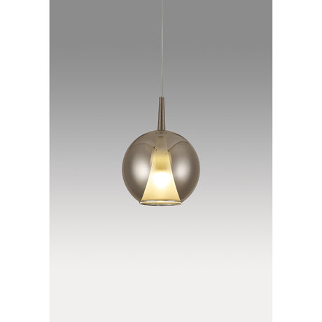 Elsa 25cm 1 Light Round Glass Pendant Light - Chrome & Frosted