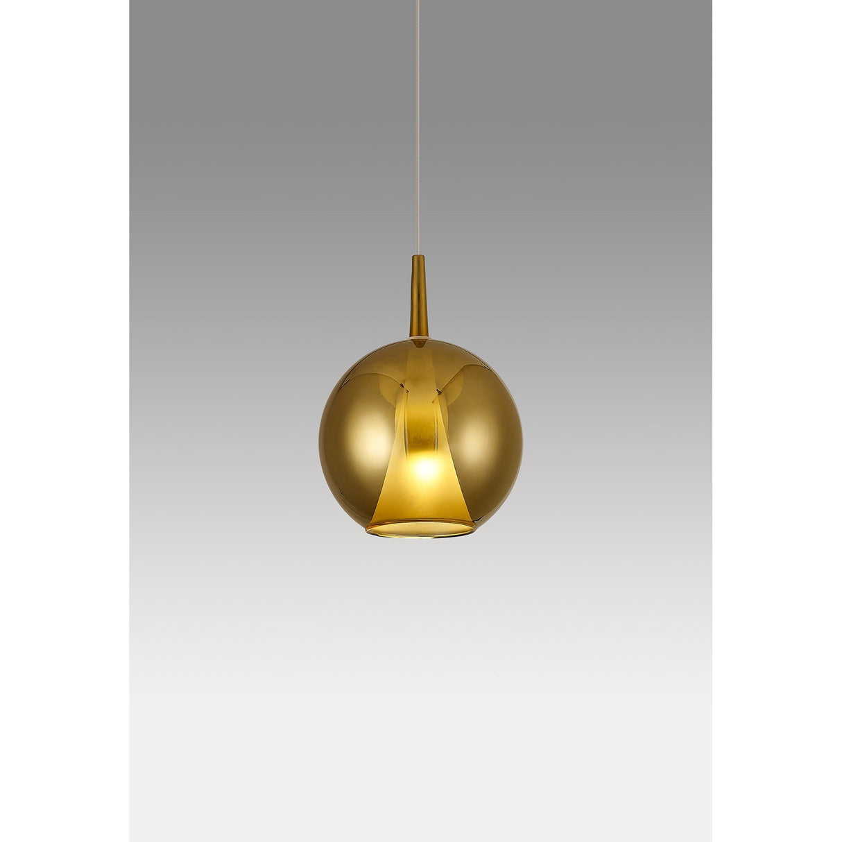 Elsa 25cm 1 Light Round Glass Pendant Light - Gold & Frosted
