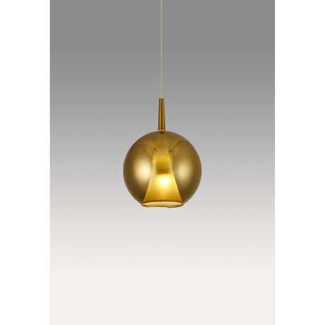 Elsa 25cm 1 Light Round Glass Pendant Light - Gold & Frosted