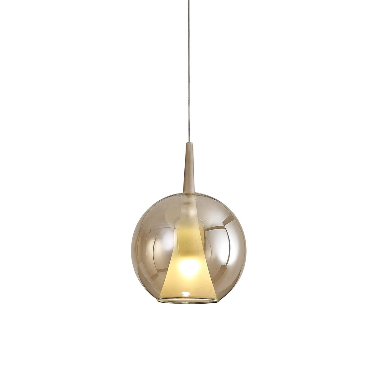 Elsa 25cm 1 Light Round Glass Pendant Light - Bronze & Frosted