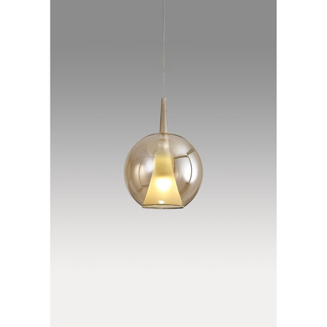 Elsa 25cm 1 Light Round Glass Pendant Light - Bronze & Frosted