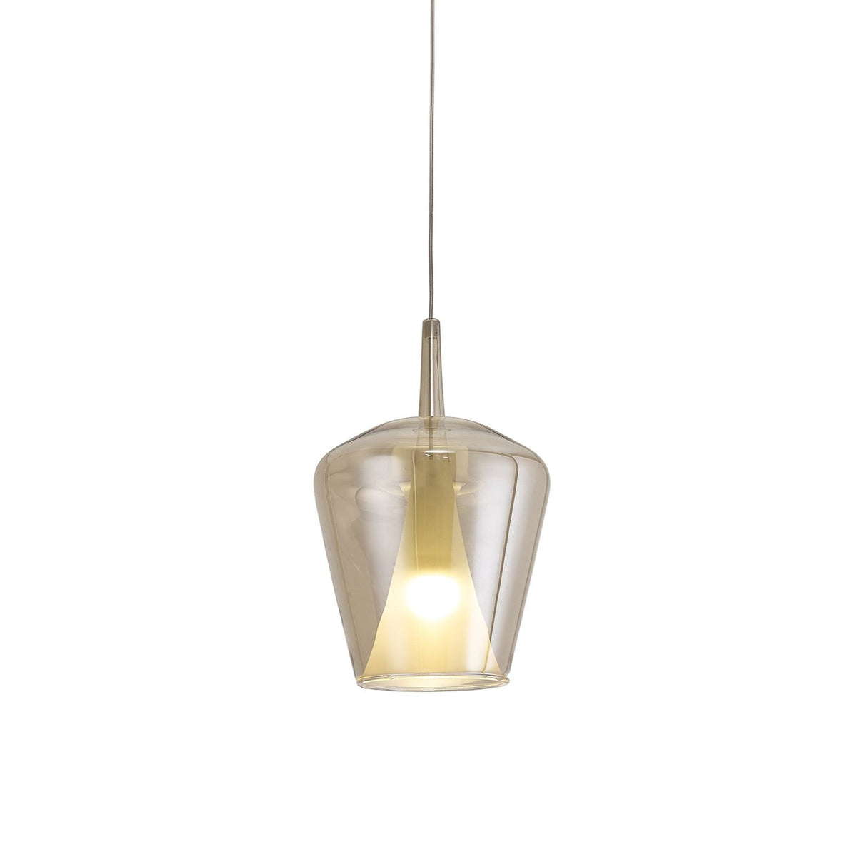 Elsa 22.5cm 1 Light Glass Bell Pendant Light - Bronze & Frosted