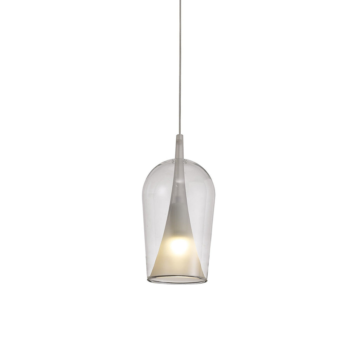 Elsa 17cm 1 Light Glass Pendant Light - Clear & Frosted