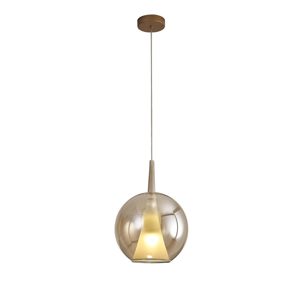 Elsa 25cm 1 Light Round Glass Pendant Light - Bronze & Frosted