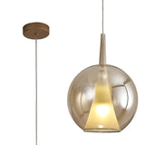 Elsa 25cm 1 Light Round Glass Pendant Light - Bronze & Frosted
